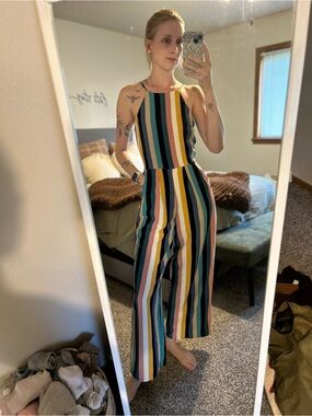 Moa Moa Multicolor Vertical Stripe Jumpsuit